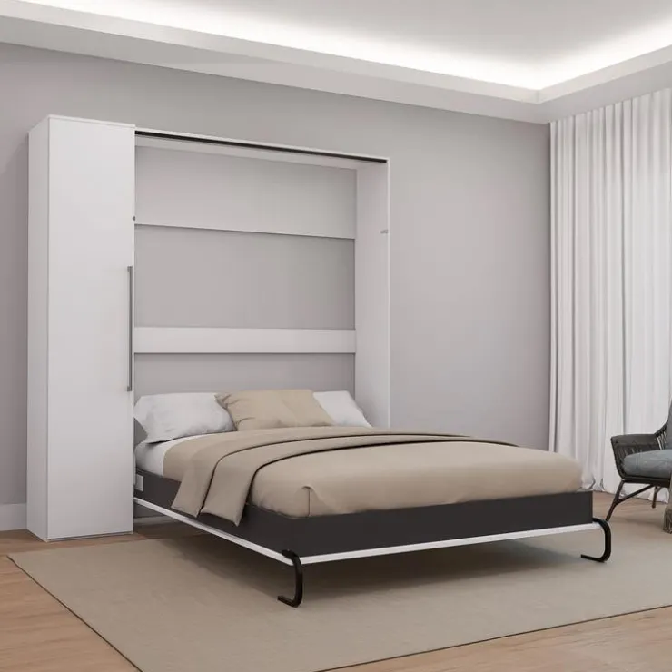 Queen Murphy Bed with Storage Unit - White Sale