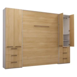 Queen Murphy Bed with Storage Unit - Natural Outlet