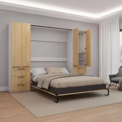 Queen Murphy Bed with Storage Unit - Natural Outlet