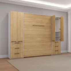 Queen Murphy Bed with Storage Unit - Natural Outlet