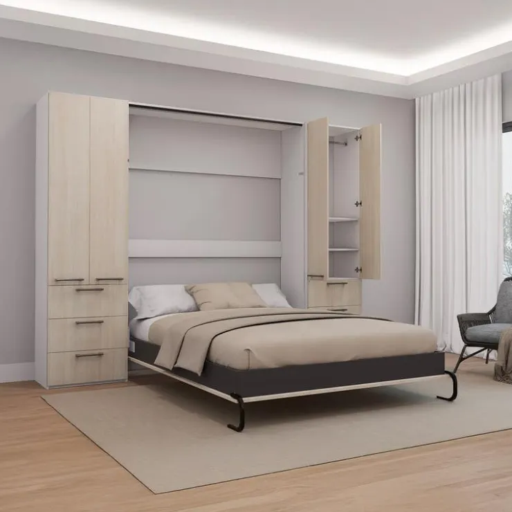 Queen Murphy Bed with Storage Unit - Grey Best