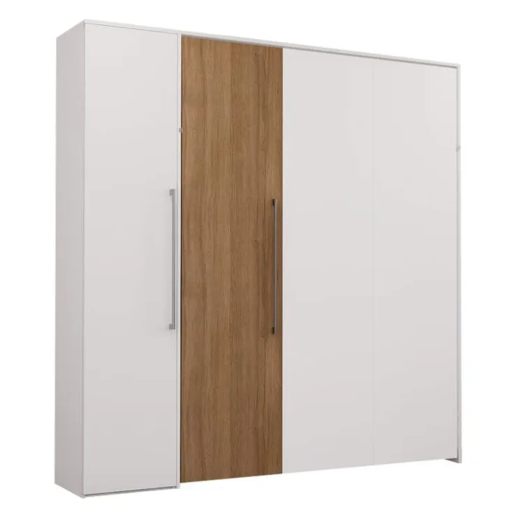 Queen Murphy Bed with Storage Unit - White & Brown Clearance