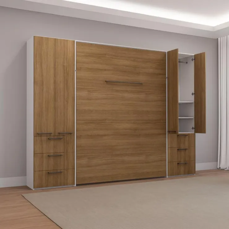 Queen Murphy Bed with Storage Units - Brown Online