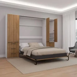 Queen Murphy Bed with Storage Units - Brown Online