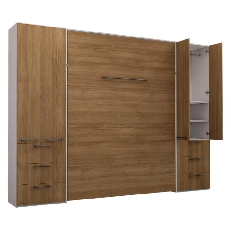 Queen Murphy Bed with Storage Units - Brown Online