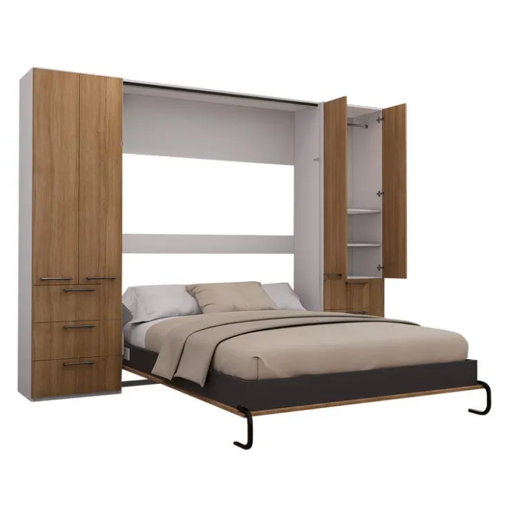 Queen Murphy Bed with Storage Units - Brown Online