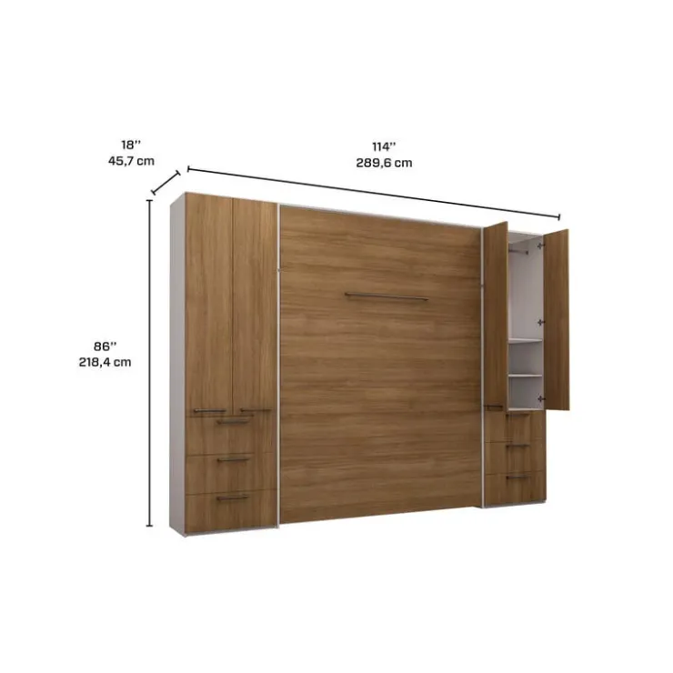 Queen Murphy Bed with Storage Units - Brown Online