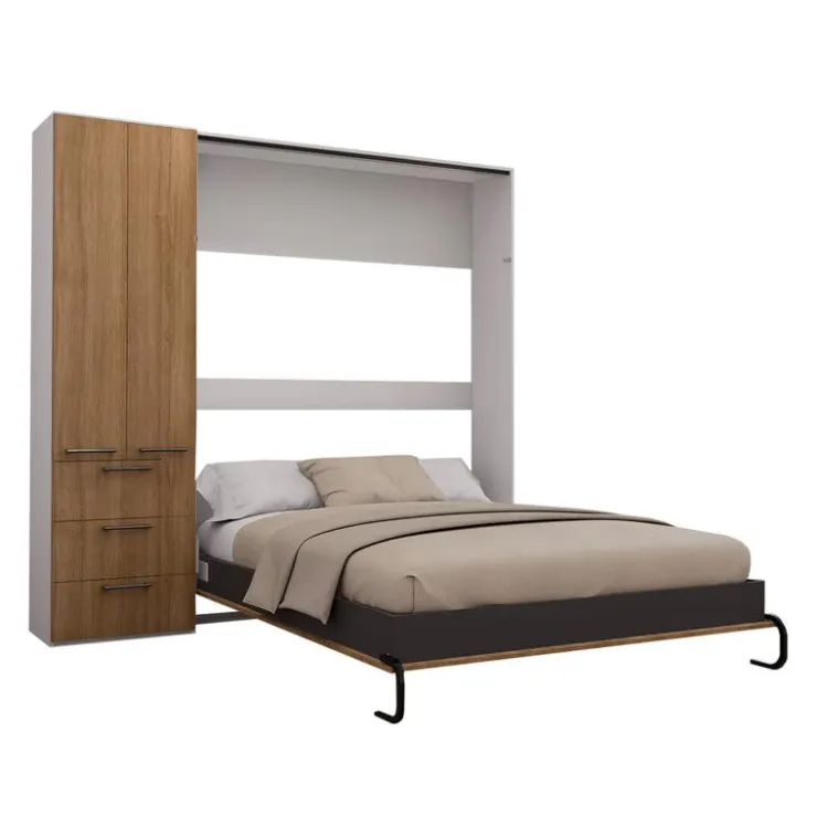 Queen Murphy Bed with Storage Unit - Brown Sale