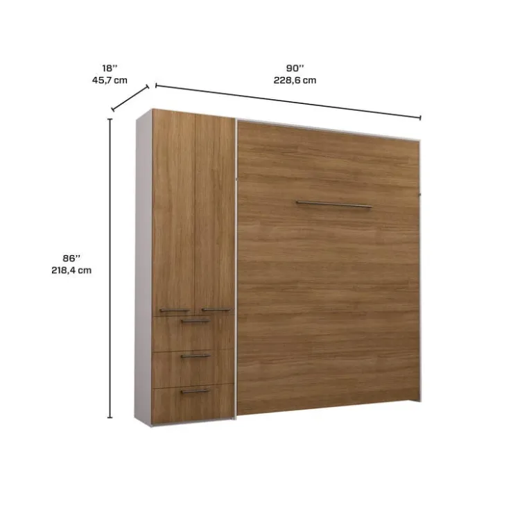 Queen Murphy Bed with Storage Unit - Brown Sale
