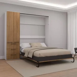 Queen Murphy Bed with Storage Unit - Brown Sale