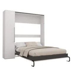 Queen Murphy Bed with Storage Unit - White & Grey Online