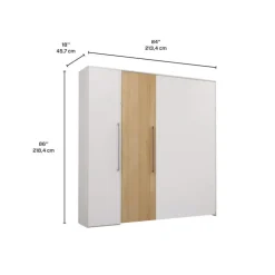 Queen Murphy Bed with Storage Unit - White & Natural New
