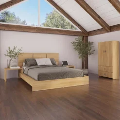 SUA-V Queen Platform Bed (60") Natural Hot
