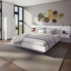 SUA-V Queen Platform Bed (60") White Sale