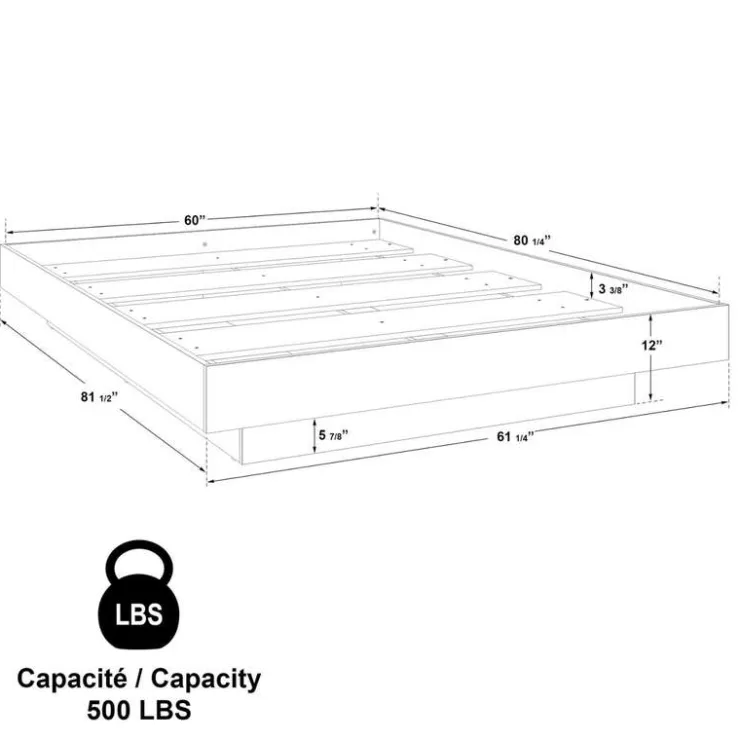 SUA-V Queen Platform Bed (60") White Sale