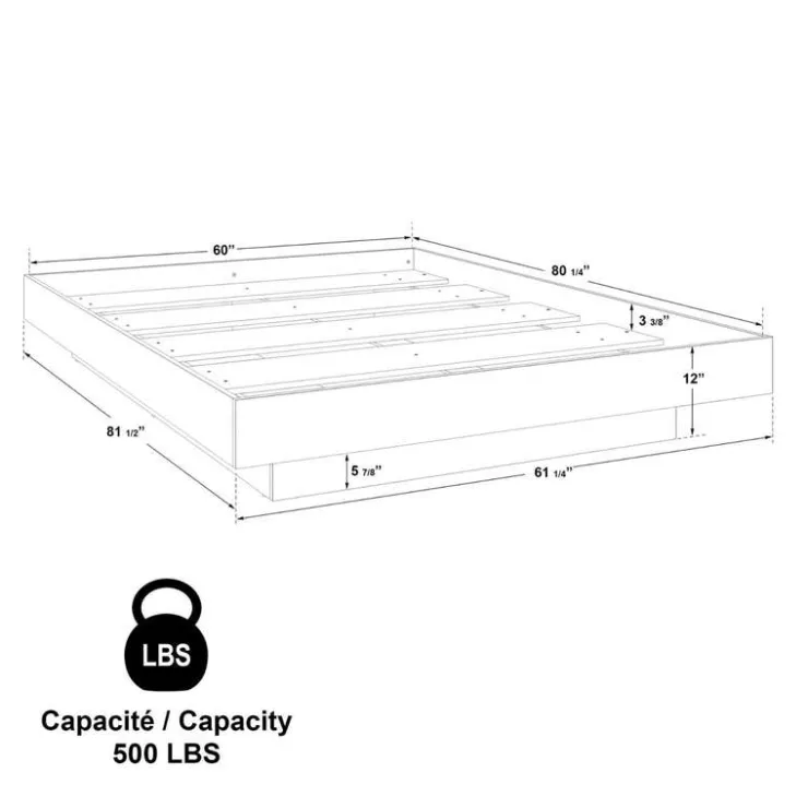 SUA-V Queen Platform Bed (60") Natural Clearance