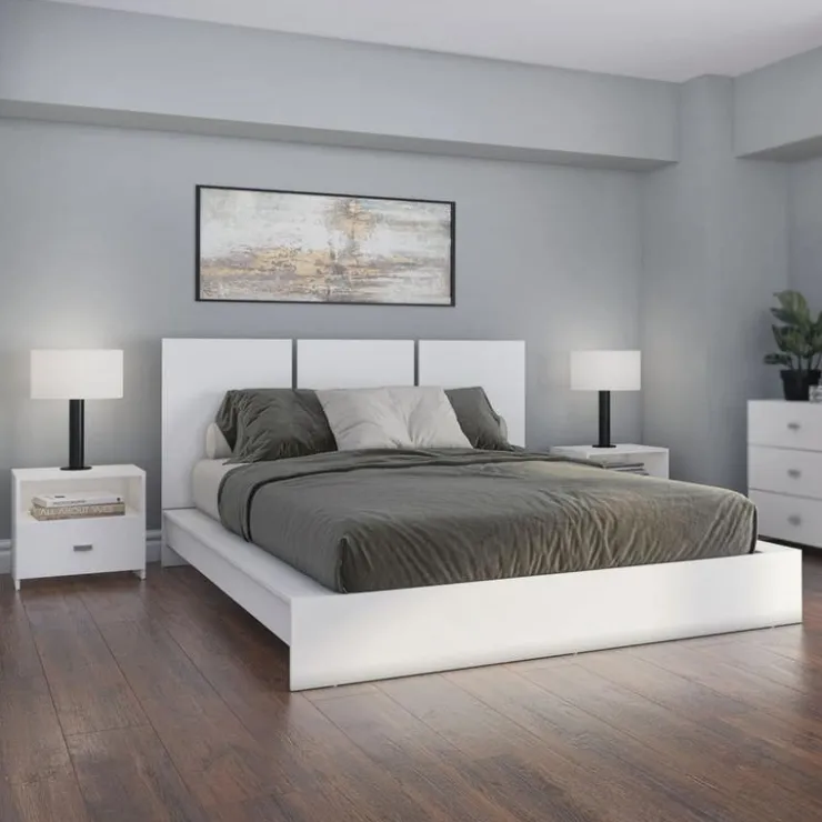 SUA-V Queen Platform Bed (60") White Outlet