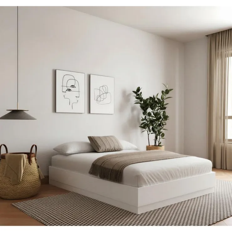 Nexera Queen Platform Bed (60") - White wood grain Best