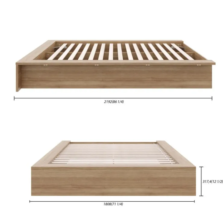 Nexera Queen Platform Bed (60") - Brown Oak Clearance