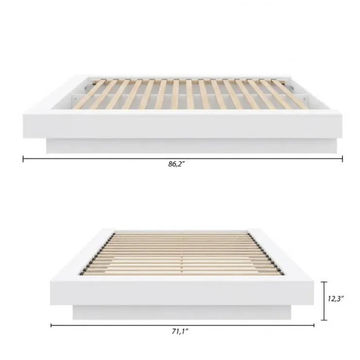 Nexera Queen Platform Bed (60") - White wood grain Discount