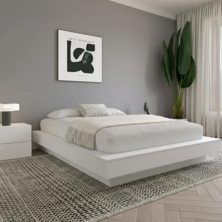 Nexera Queen Platform Bed (60") - White wood grain Discount