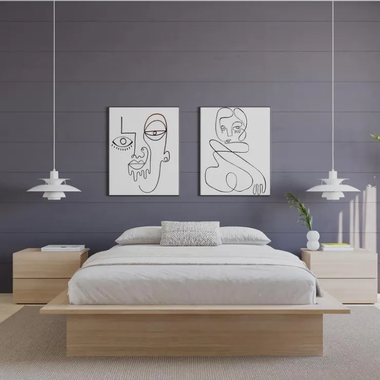 Nexera Queen Platform Bed (60") - Natural Blonde Oak Online