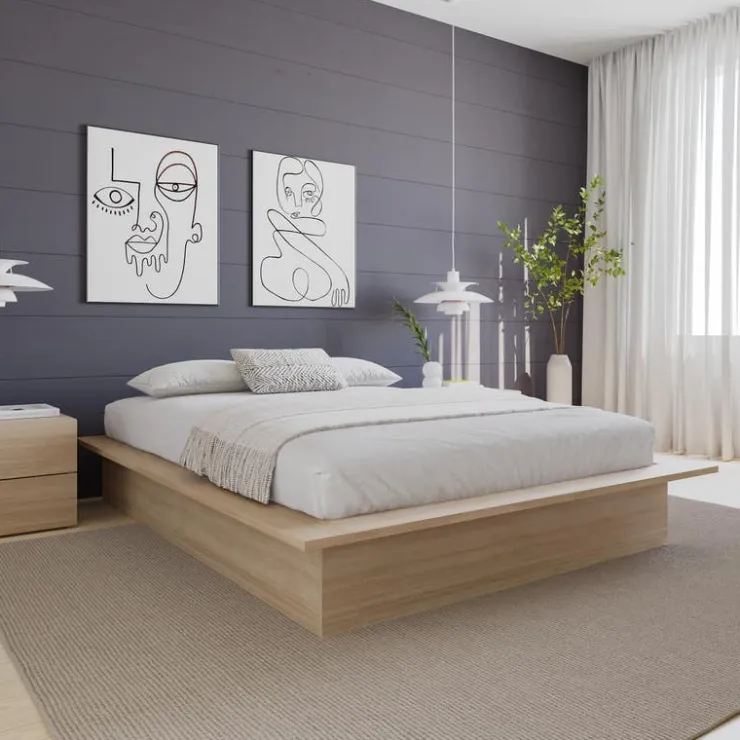 Nexera Queen Platform Bed (60") - Natural Blonde Oak Online