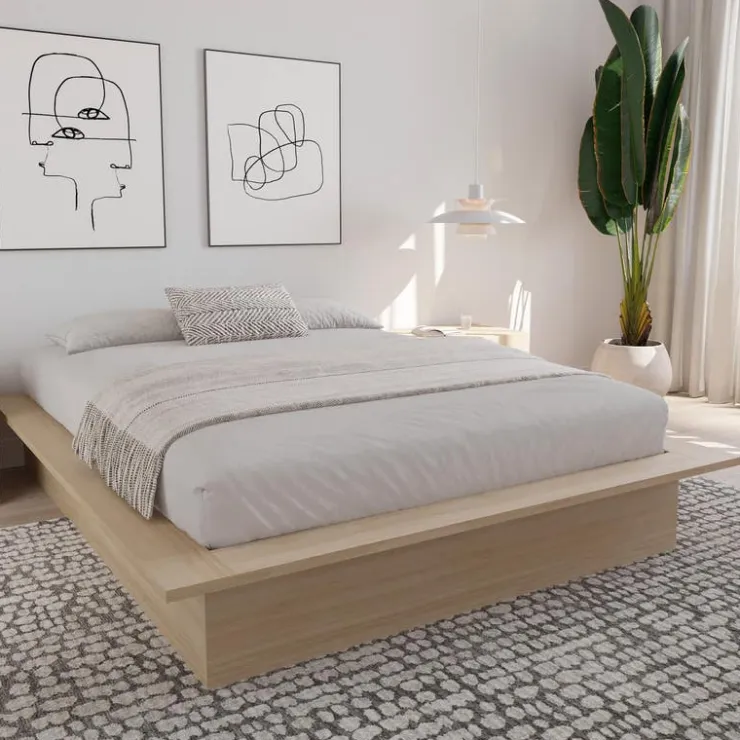 Nexera Queen Platform Bed (60") - Natural Blonde Oak Online