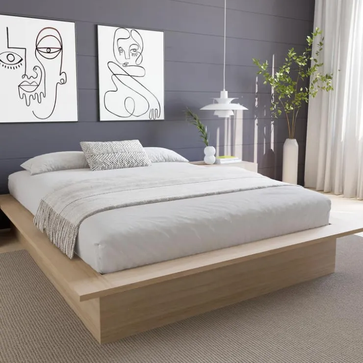Nexera Queen Platform Bed (60") - Natural Blonde Oak Online