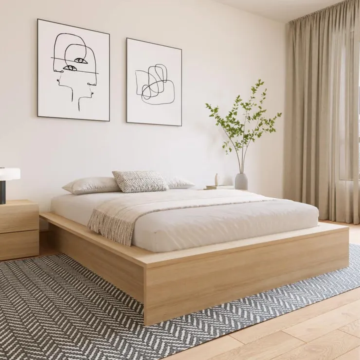 Nexera Queen Platform Bed (60") - Natural Blonde Oak Clearance