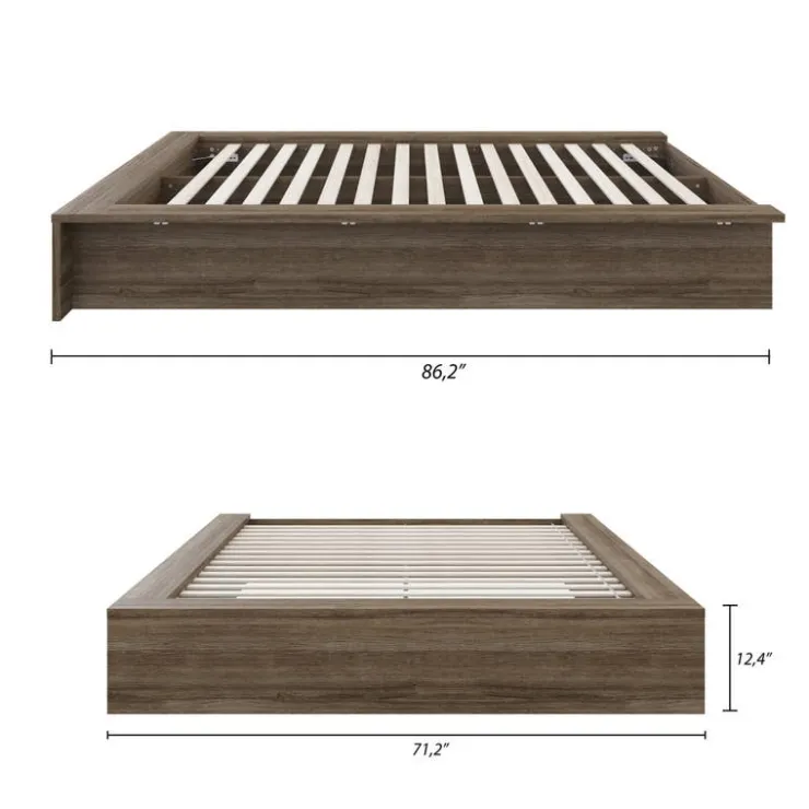 Nexera Queen Platform Bed (60") - Grey Oak Best