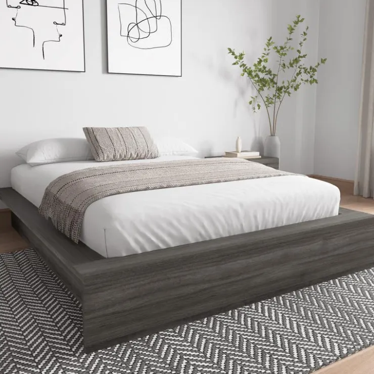 Nexera Queen Platform Bed (60") - Grey Oak Best