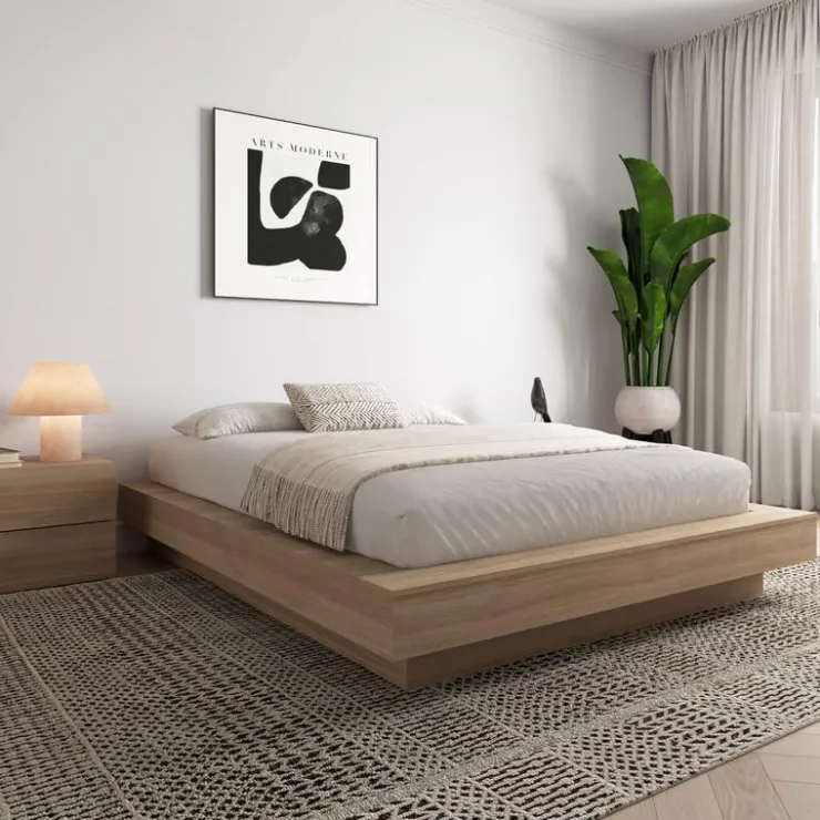 Nexera Queen Platform Bed (60") - Brown Oak Best