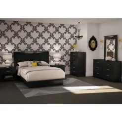 Meubles South Shore Queen Platform Bed (60'') - South Shore PURE BLACK Online
