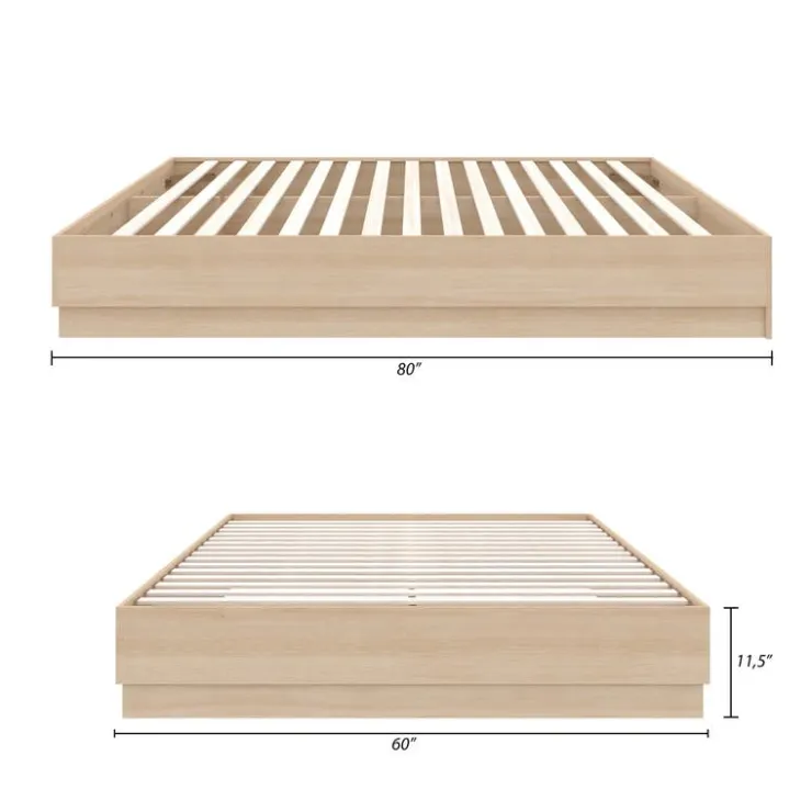 Nexera Queen Platform Bed - Natural Blonde Oak New