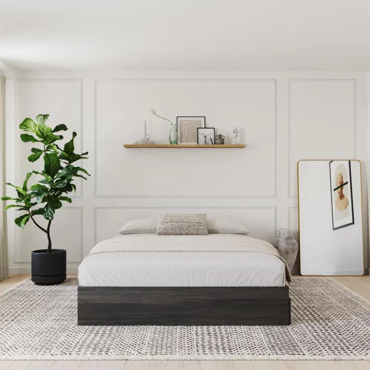 Nexera Queen Platform Bed with 3-Drawer Storage (60") - Grey Clearance