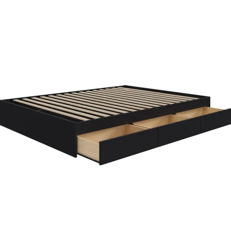 Nexera Queen Platform Bed with 3-Drawer Storage (60") - Black New