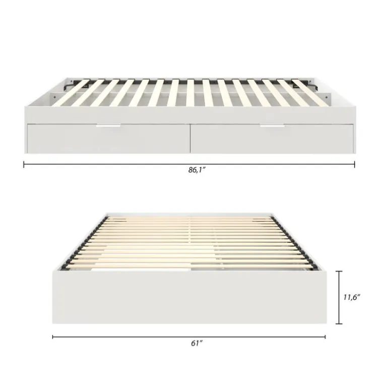 Nexera Queen Platform Bed with 2-Drawer Storage (60") - White Best