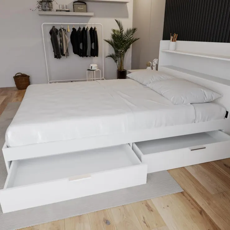 Nexera Queen Platform Bed with 2-Drawer Storage (60") - White Best