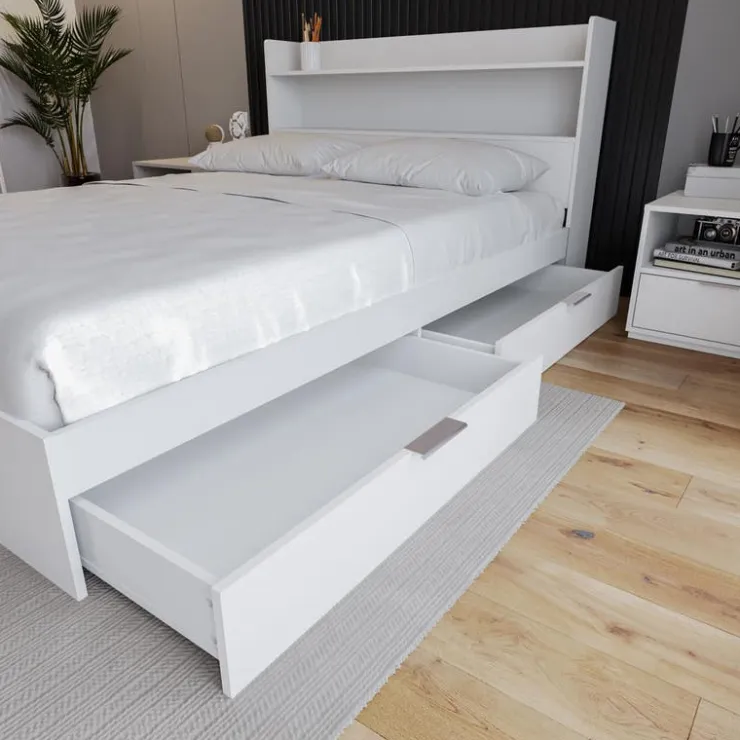 Nexera Queen Platform Bed with 2-Drawer Storage (60") - White Best