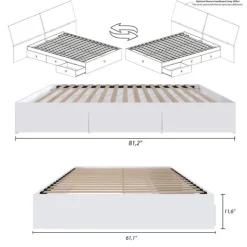 Nexera Queen Platform Bed with 3-Drawer Storage (60") - White Online