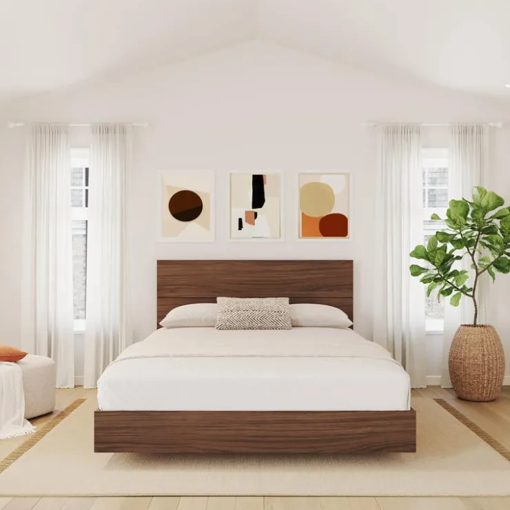 Nexera Queen Platform Bed with Headboard (60'') - Brown Sale