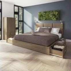 SUA-V Queen Platform Bed with Headboard (60") Fashionista Clearance