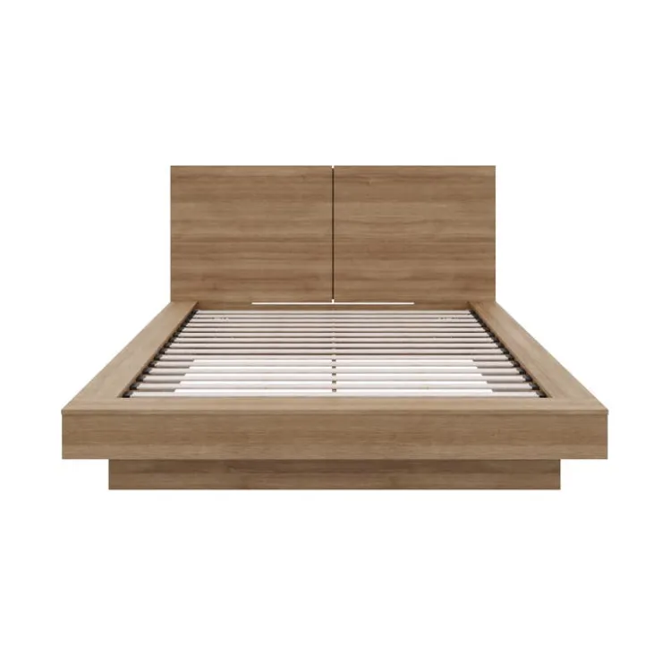 Nexera Queen Platform Bed with Headboard (60") - Brown Oak Discount