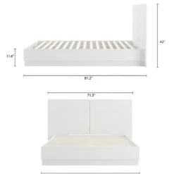 Nexera Queen Platform Bed with Headboard (60") - White wood grain Clearance