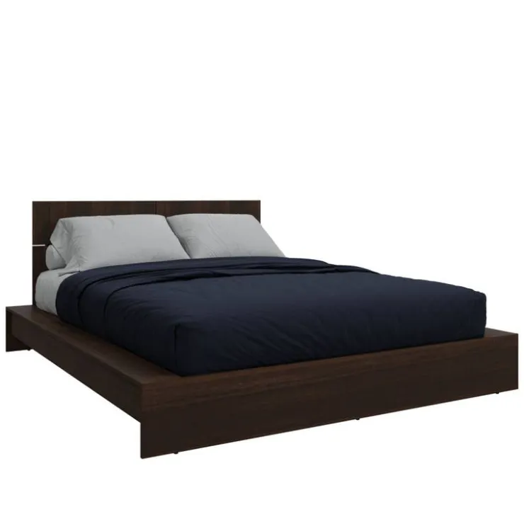 SUA-V Queen Platform Bed with Headboard (60") Taupe Outlet