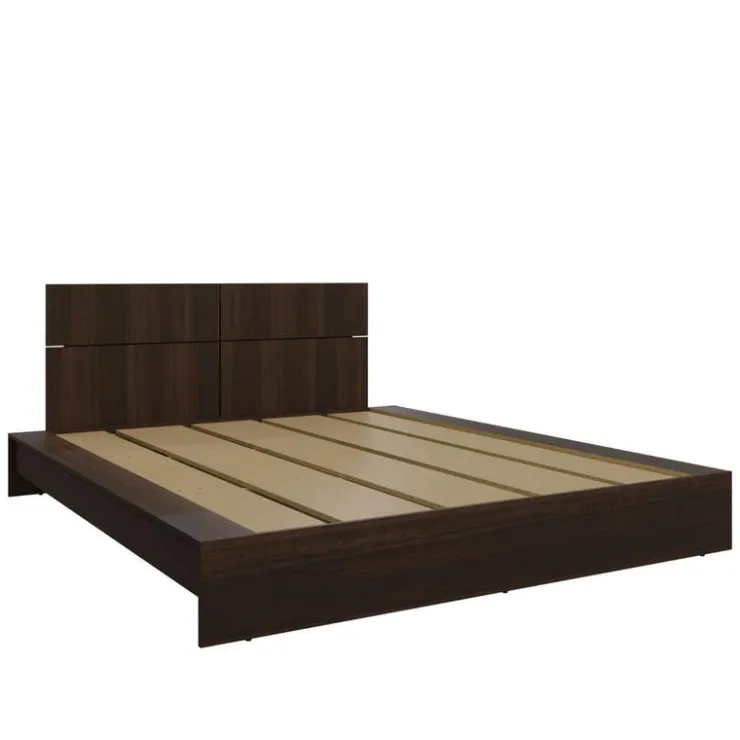 SUA-V Queen Platform Bed with Headboard (60") Taupe Outlet