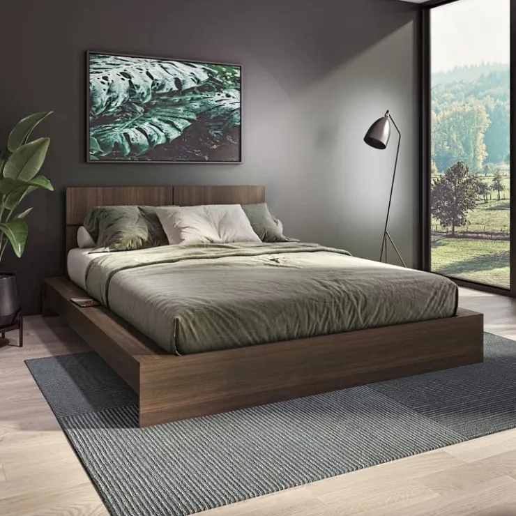 SUA-V Queen Platform Bed with Headboard (60") Taupe Outlet