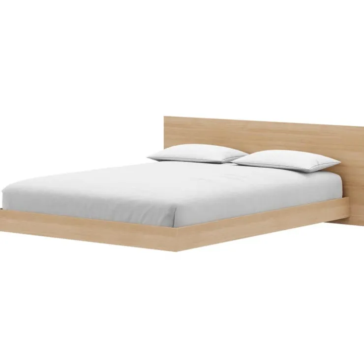 Nexera Queen Platform Bed with Headboard (60") - Natural blonde oak Online