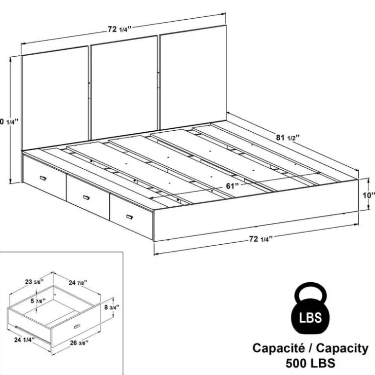 SUA-V Queen Platform Bed with Headboard (60") Natural Sale